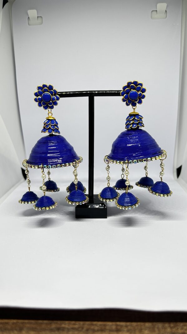 Elegant Royal Blue Golden Pacchi Jhumka Size: 10cm*5.5cm*5.5cm