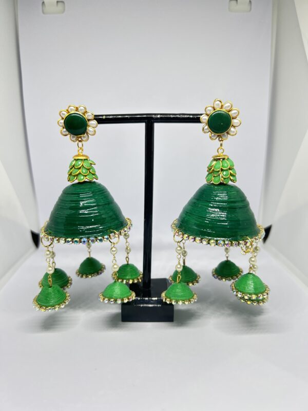 Elegant Green Pacchi Jhumka Size: 10cm*5.5cm*5.5cm