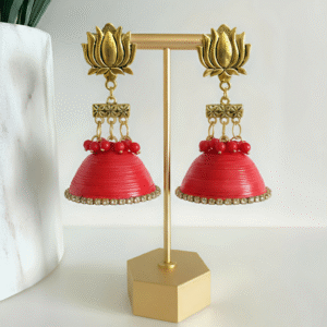 Antique Golden Lotus Jhumka