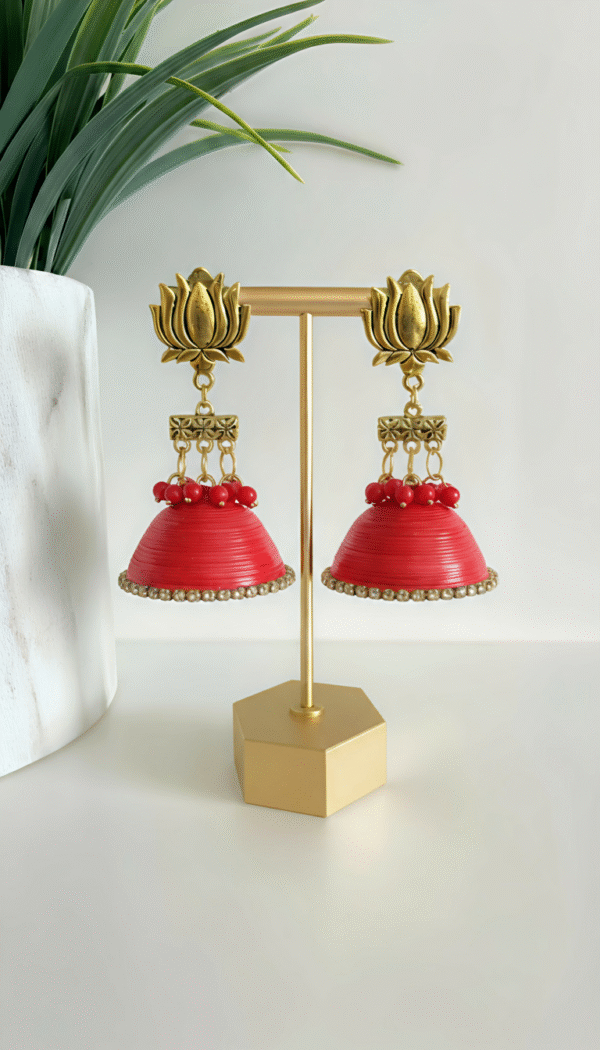 Antique Golden Lotus Jhumka