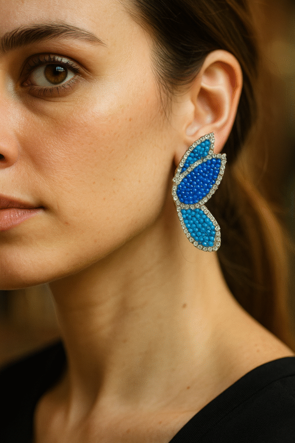 Butterfly Wings Trendy Studs - Blue - Image 2
