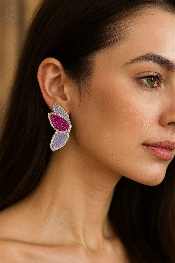 Butterfly Wings Trendy Studs - Pink - Image 2