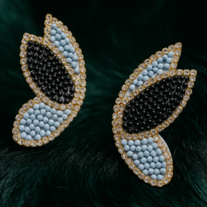 Butterfly Wings Trendy Studs - black