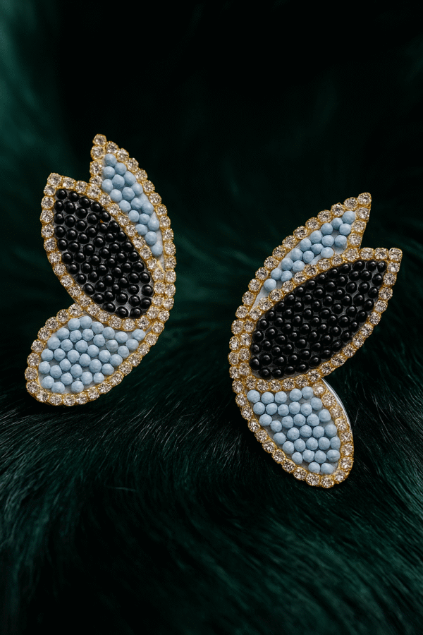 Butterfly Wings Trendy Studs - black